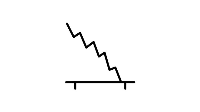Decreasing trend line chart black icon representing economic recession