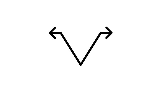 Two directions thin line arrow icon pointing left and right in black