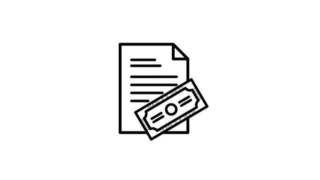 Paper document with money banknote icon for payment and finance sym