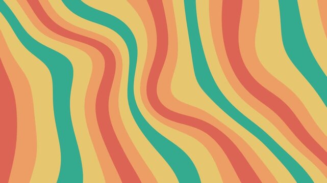 Retro wavy lines background, 70s style abstract motion