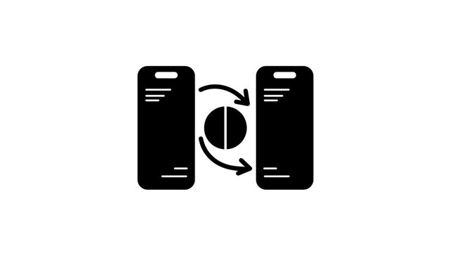 Mobile data sync icon showing transfer process between two smartphones