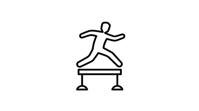 Hurdle jumping athlete line icon representing sports and motivation