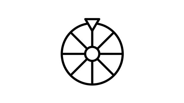 Fortune wheel game icon with black outline for gambling app interface