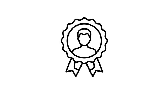 Award ribbon badge with person silhouette icon for professional profile