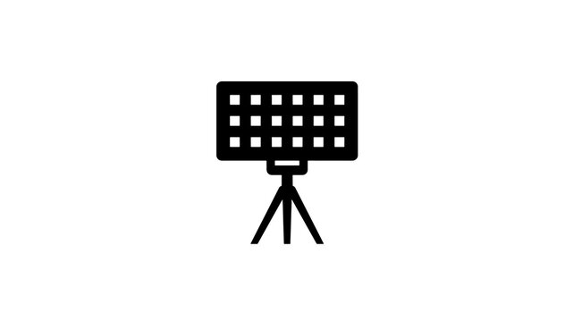 Solar panel array icon on tripod stand for sustainable energy concept