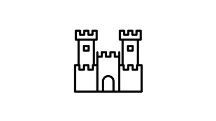 Medieval stone castle icon with two high towers and central gateway © ＰＮＧ・アート