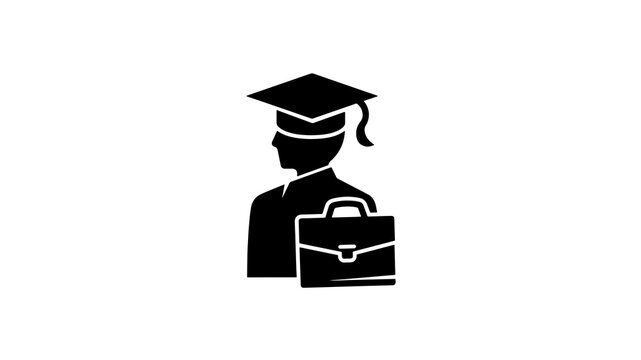 Graduate with briefcase symbolizing career and education success.