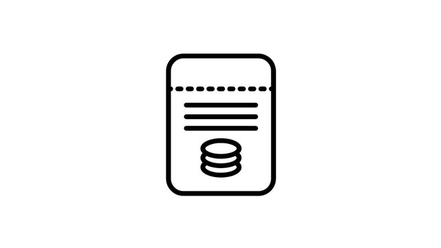 Receipt icon with coin stack for financial billing or online checkout