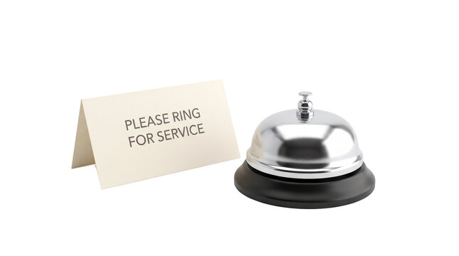 Service bell with please ring for service sign isolated