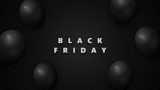 Black Friday Banner with Black Balloons on Dark Background