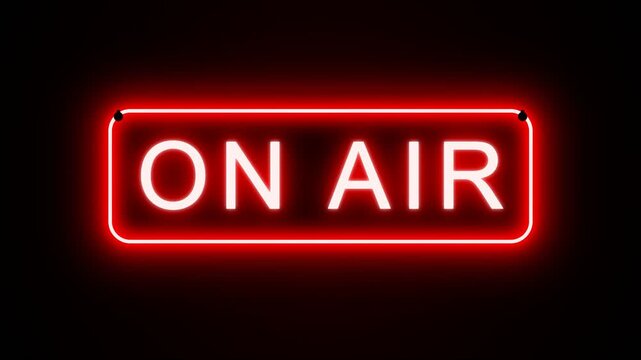 On Air Neon Sign Glowing Red on Black Background for Studio