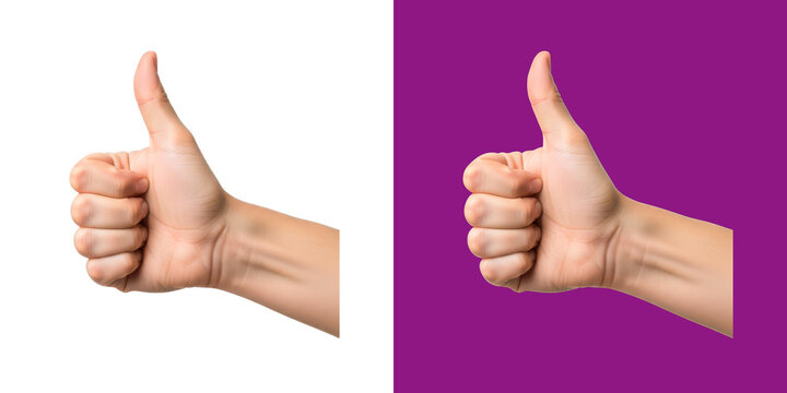 Human hand making a thumbs up gesture showing approval and positive success
