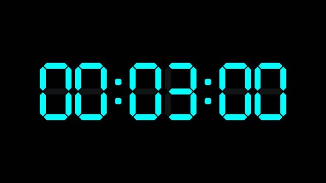 Timer Countdown Glowing Cyan on Black Background Template