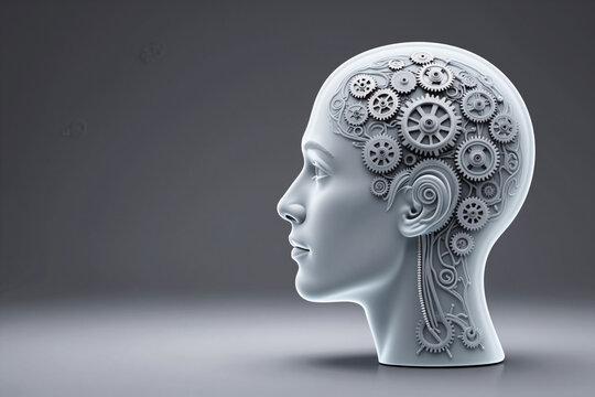 Human Head Profile with Internal Gears and Cogs