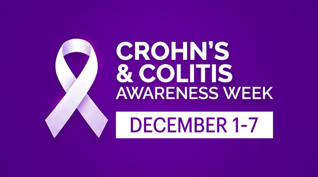 Dedicated week in december to increase understanding and support for individuals affected by crohn s disease and colitis featuring a purple backdrop