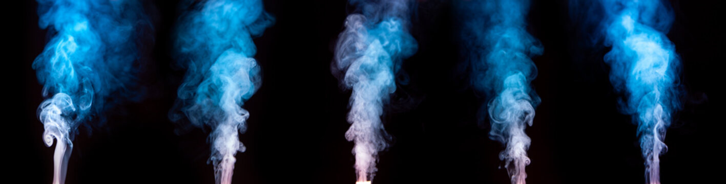 Colorful Smoke Plumes Set on Black Background