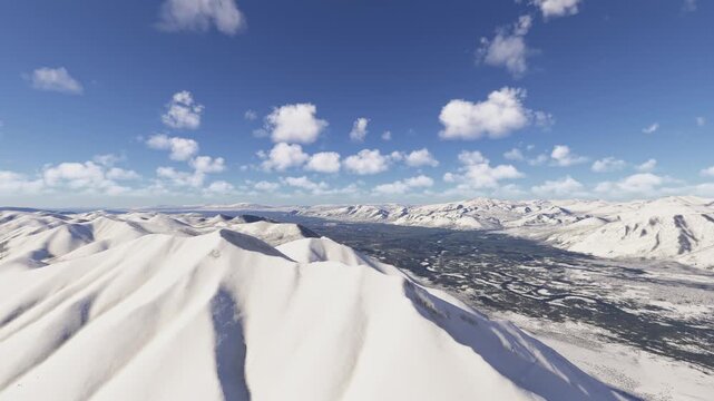 Aerial drone view of the snow across Arctic National Wildlife Refuge in Alaska. United States