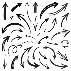 Fototapeta premium Hand drawn arrows pointing various directions