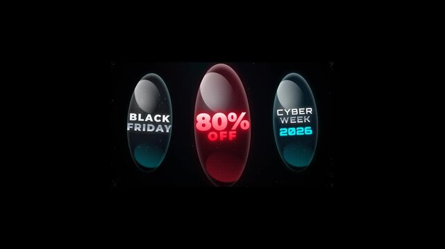 Futuristic 3D Glossy Orbs for Premium Black Friday and Cyber Week 2026 Sale Event Background