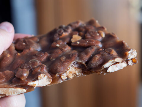 Nutty Confectionery Delight: A Close-Up of Praline Candy