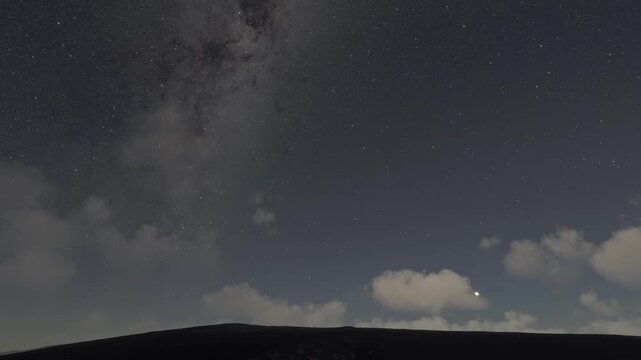 Night aerial drone shot of Mauna Loa Volcano Big Island Hawaii. United States