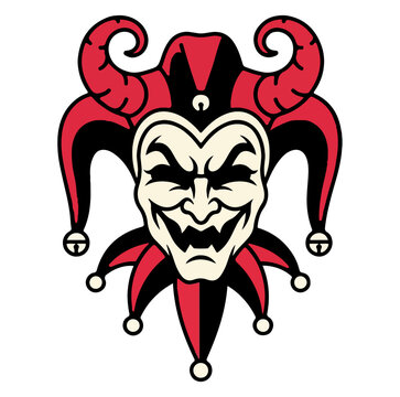 Evil Jester Mask Vector Illustration