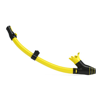 Center mount dry top swim snorkel with purge valve isolated on transparent background