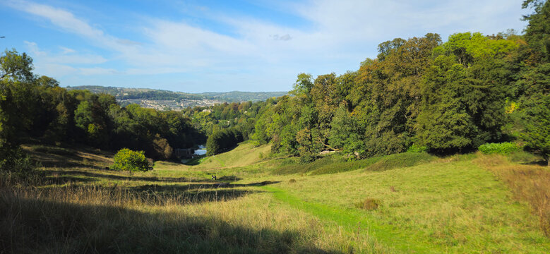 Panoramic View Across Prior Park Landscape Garden in Bath England