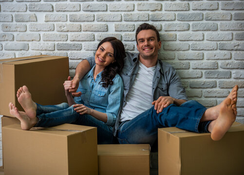Happy Couple Moving.