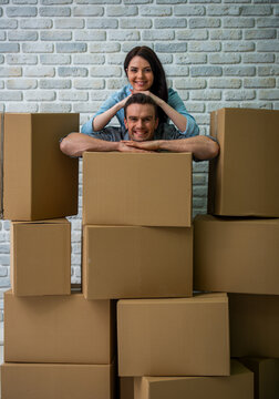 Happy Moving Couple.