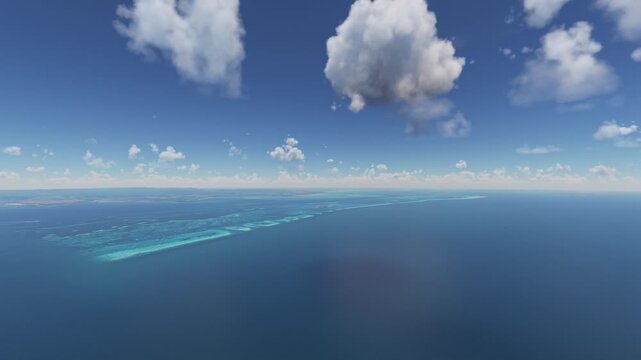 Aerial drone view of Gladden Spit and Silk Cayes Marine Reserve. Belize Barrier Reef Reserve. Belize