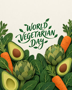 Paper cut vegetables in an organic grocery social poster