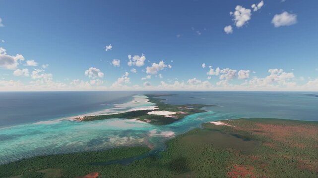 Aerial drone shot of Turneffe Atoll Marine Reserve. Belize Barrier Reef Reserve. Belize