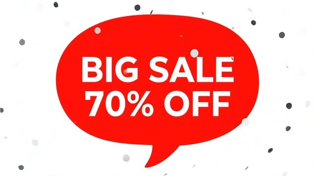 Bold red speech bubble design featuring a 70% off big sale announcement, perfect for digital marketing campaigns and online promotions