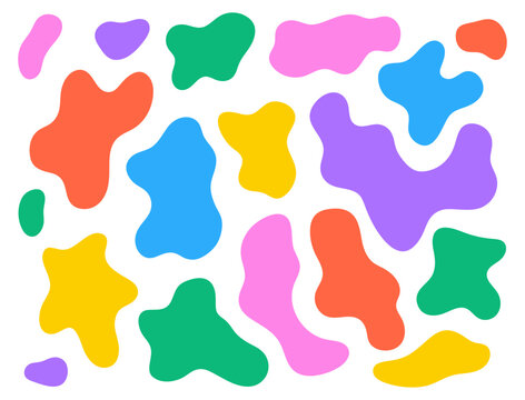 Colorful abstract organic shape set with vibrant blobs on a isolated white background