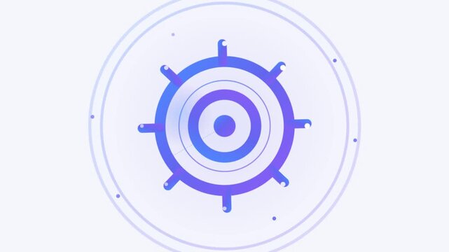 Minimalist ship steering wheel icon vector design in soft purple gradient tones.