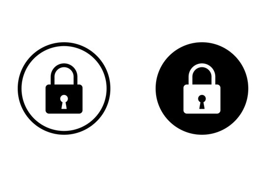 Black and white padlock icon set for security and privacy protection interface design