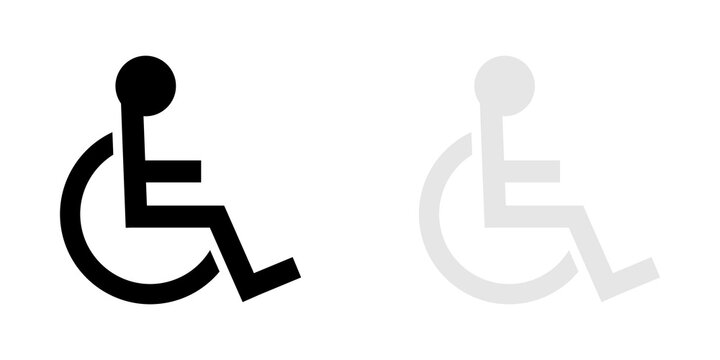 Black and grey wheelchair accessibility icon symbols for public signs