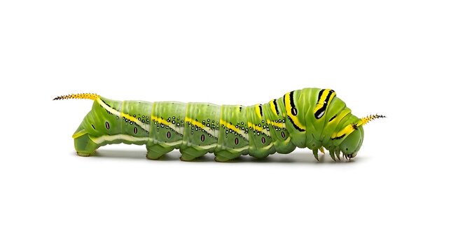 green caterpillar on white background