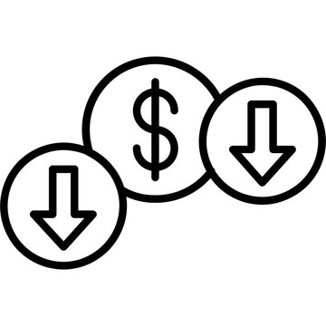 Dollar symbol with downward arrows Icon