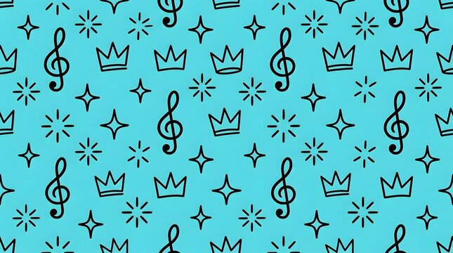 Seamless Musical and Crown Pattern