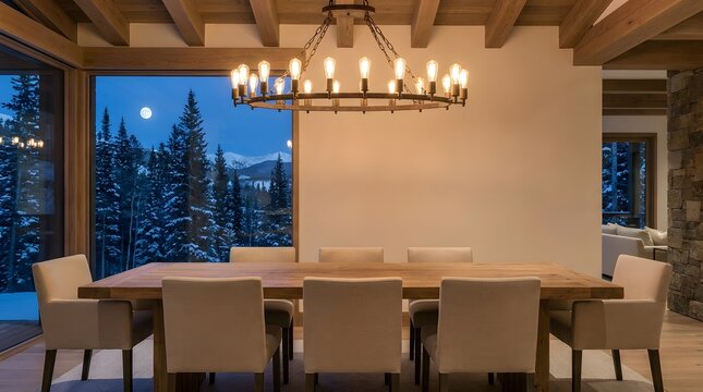 Rustic Dining Room in Luxury Ski Chalet