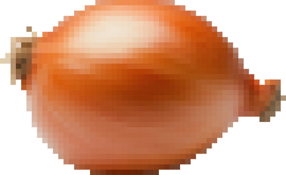 Whole onion on white background: fresh produce for culinary design - transparent background png. Pixel art, 8-bit, transparent background