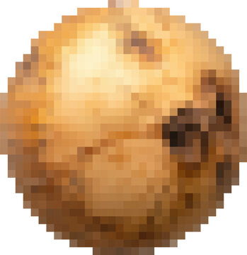 Whole coconut isolated on white background for tropical design and culinary uses - transparent background png. Pixel art, 8-bit, transparent background