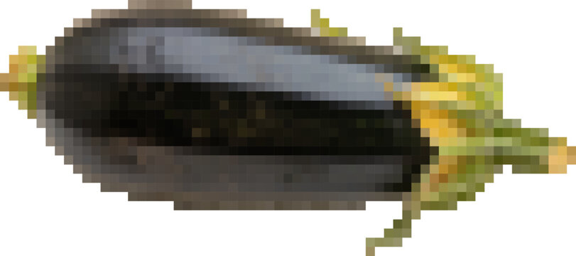 Whole zucchini on white background for culinary and design applications - transparent background png. Pixel art, 8-bit, transparent background