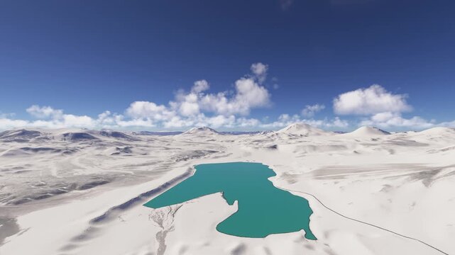 Aerial drone shot of the snow at Ojos del Salado Volcano. Chile