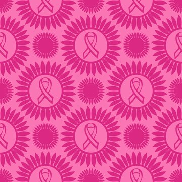 Breast cancer month seamless pink ribbon day mammogram pattern for medical accessories and medicine textiles