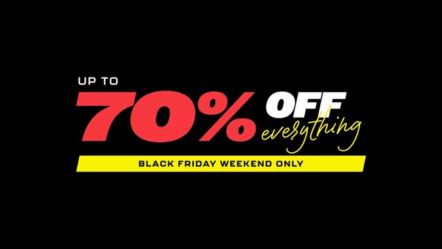 Black Friday Titles / Dynamic Percent Off Typography and Animated Sale Badges for Promo Videos / Horizontal / Part 02
