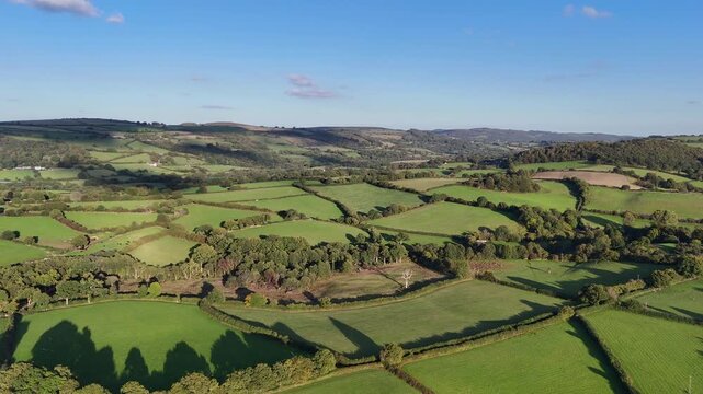 Wide Patchwork Farmland Panorama Aerial