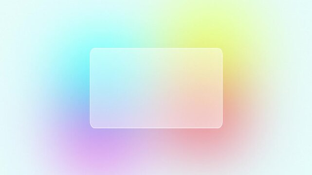 Abstract pastel gradient background with glowing rounded rectangle softly floating at center, colorful blurred light transitions and clean minimalist digital frame design with copy space for text